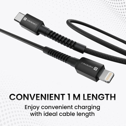 Portronics Konnect X 27W Type C To 8 Pin 1m - Black 1.0 Piece