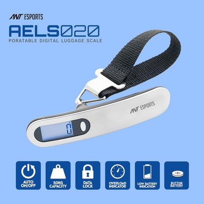 Ant Aels020 Portable Digital Luggage Scale, 50Kgs Hanging Baggage Scale With Backlit Lcd Display, Portable Suitcase Weighing Scale, Travel Luggage 1.0 Piece