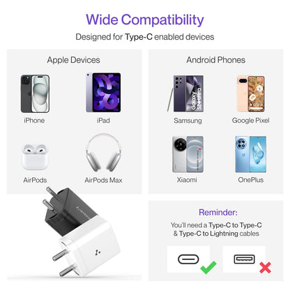 Ambrane 25W Type C Fast Charger Mobile Adapter Charging for Android & iPhones (Charge 25, Black) 1.0 box