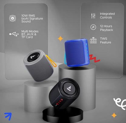 boAt Stone 352 Bluetooth Speaker, 10W, 12Hours Playtime, Bluetooth v5.3 (Raging Black) 1.0 unit