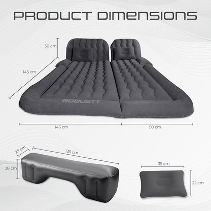 Robustt SUV Car Inflatable Bed - Black (Pack of 1) | 2 Air Pillow & Air Pump | Car Sleeping Bed for Kids | Car Back Seat Bed | Quick Inflatable Bed |