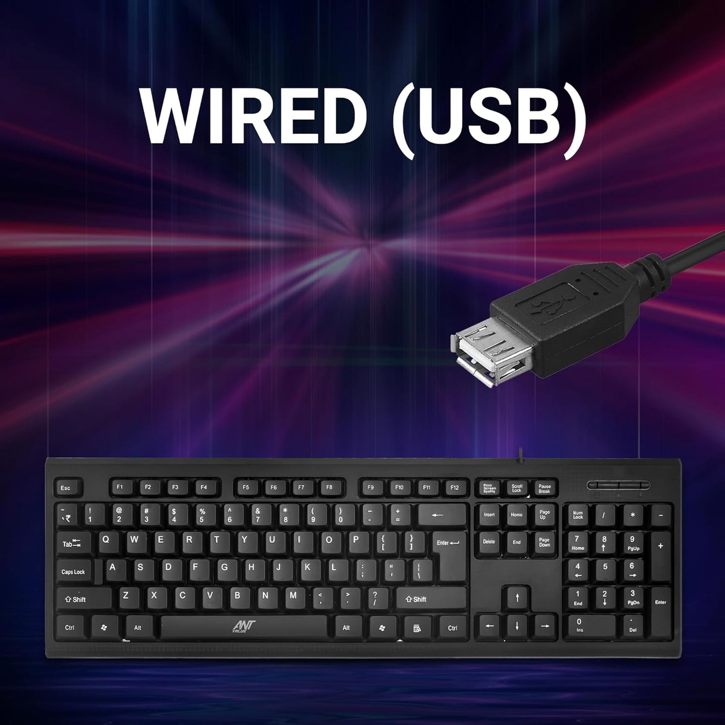 Ant Value Fkbri01 Wired Usb Multi-Device Keyboard (Black) (R-41183733) 1.0 pack