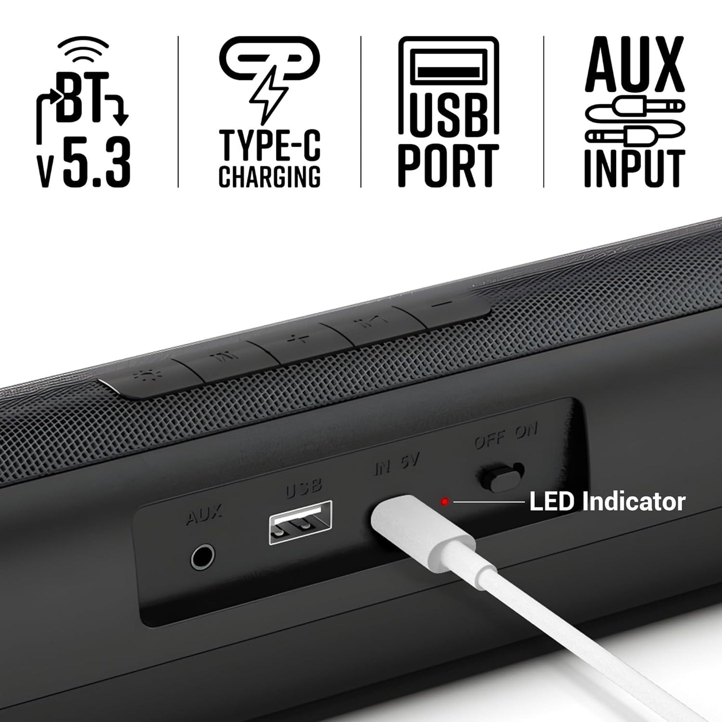Zebronics Vita Bar 200 Mini Soundbar, 24W, 10 Hours Playtime, Bluetooth v5.3, Multicolor LED (Black) 1.0 unit