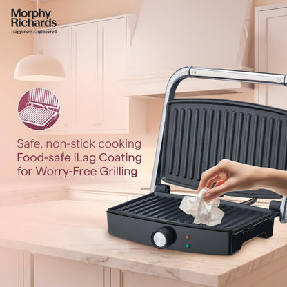 Morphy Richards Imperio Grills SM 72 Sandwich Maker, 1500W, Non-Stick Coating (Black and Silver) 1.0 unit