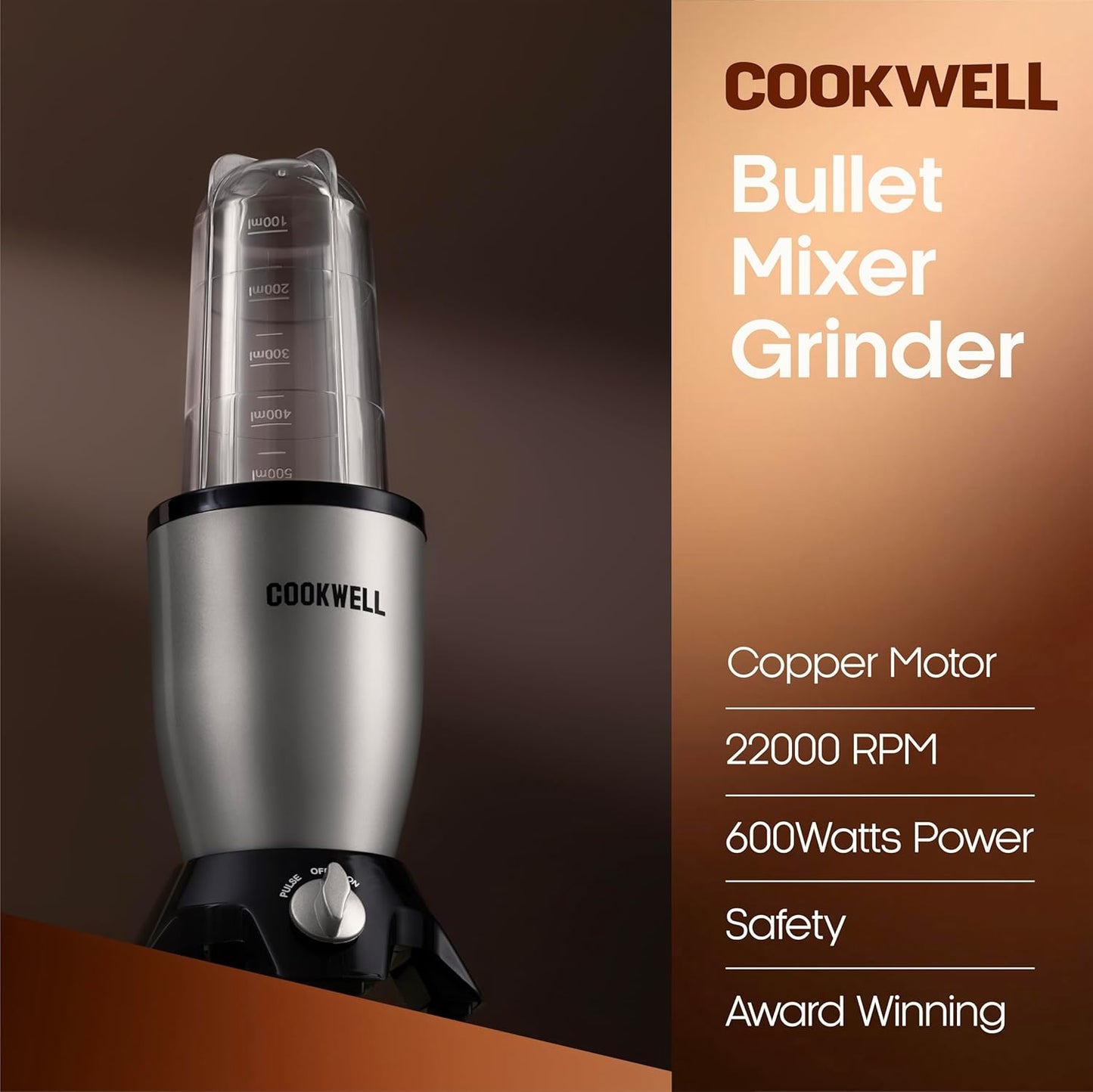 Cookwell Nutri Blender 600 Watts With 5 Jars, Silver 1.0 pack