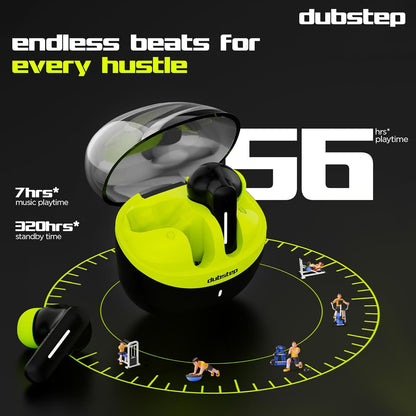 Dubstep Buzz X8 with 56 Hrs Playtime ENC TWS Earbuds (Neon Green) 1.0 box