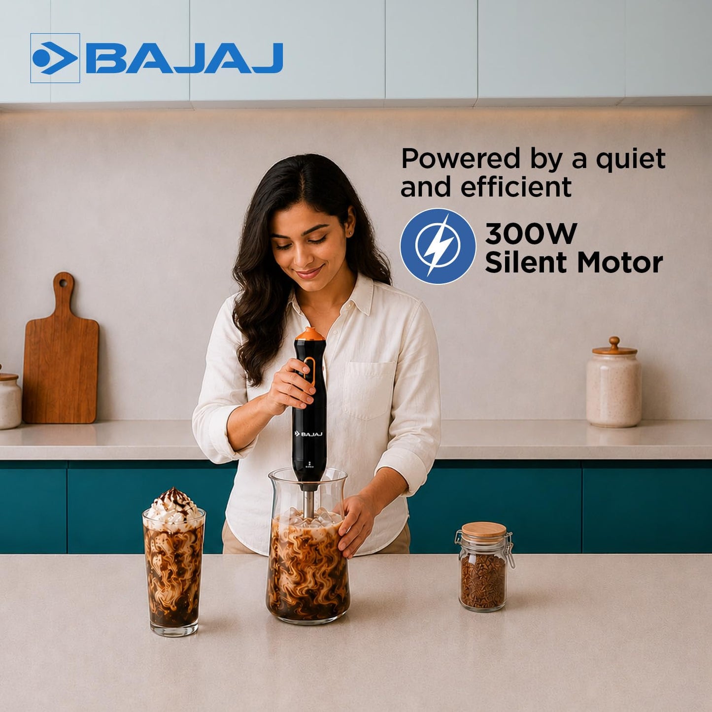 Bajaj HB 21 Hand Blender, Stainless Steel, 300W (Black) 1.0 unit