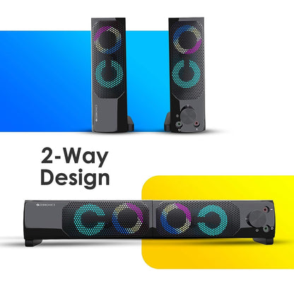 Zebronics Wonderbar 10 2.0 Speaker, RGB Lights, 10W, 2-Way design 2.0 pieces