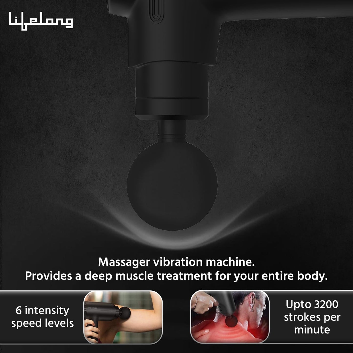 Lifelong Handheld Gun Massager (6 Speed Setting , Assorted Colour) 1.0 Piece