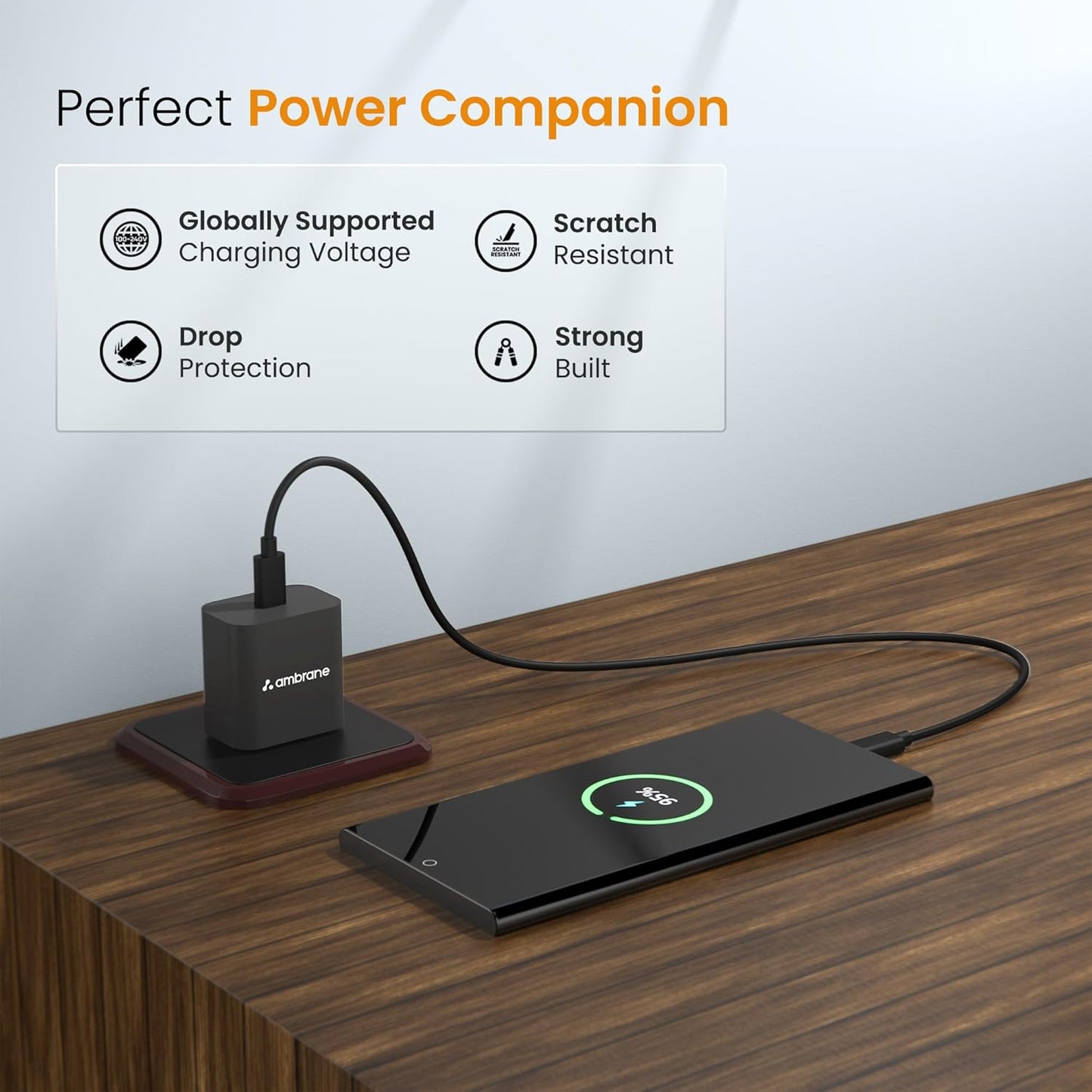 Ambrane 20W Type C Mobile Charger Adapter, Fast Charging for Android, iPhone (Raap M20, White) 1.0 unit