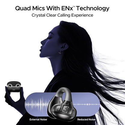 boAt Airdopes Loop OWS Earbuds w/ Clip-On Fit, Air Conduction Tech, 50H Battery, ENx, Dual EQ Modes, 40ms, ASAP Charge (Pearl White) 1.0 pack