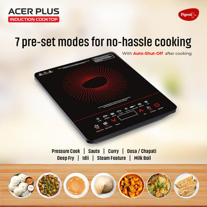 Pigeon By Stovekraft ABS Plastic Acer Plus Induction Cooktop 1800 Watts With Feather Touch Control - Black