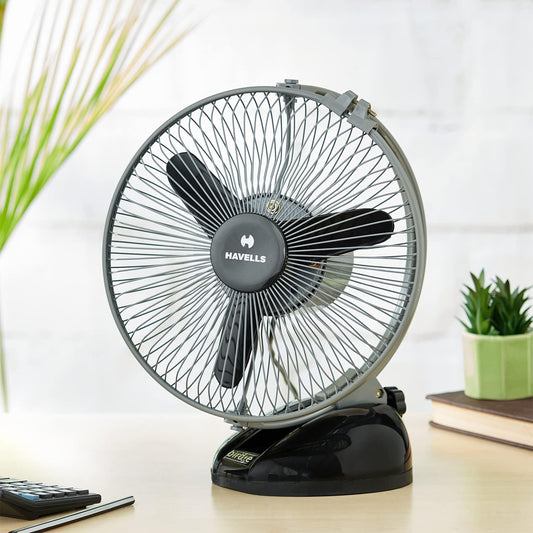 Havells Birdie 230 mm Table Fan Black & Grey, FHPBRSTBGR09