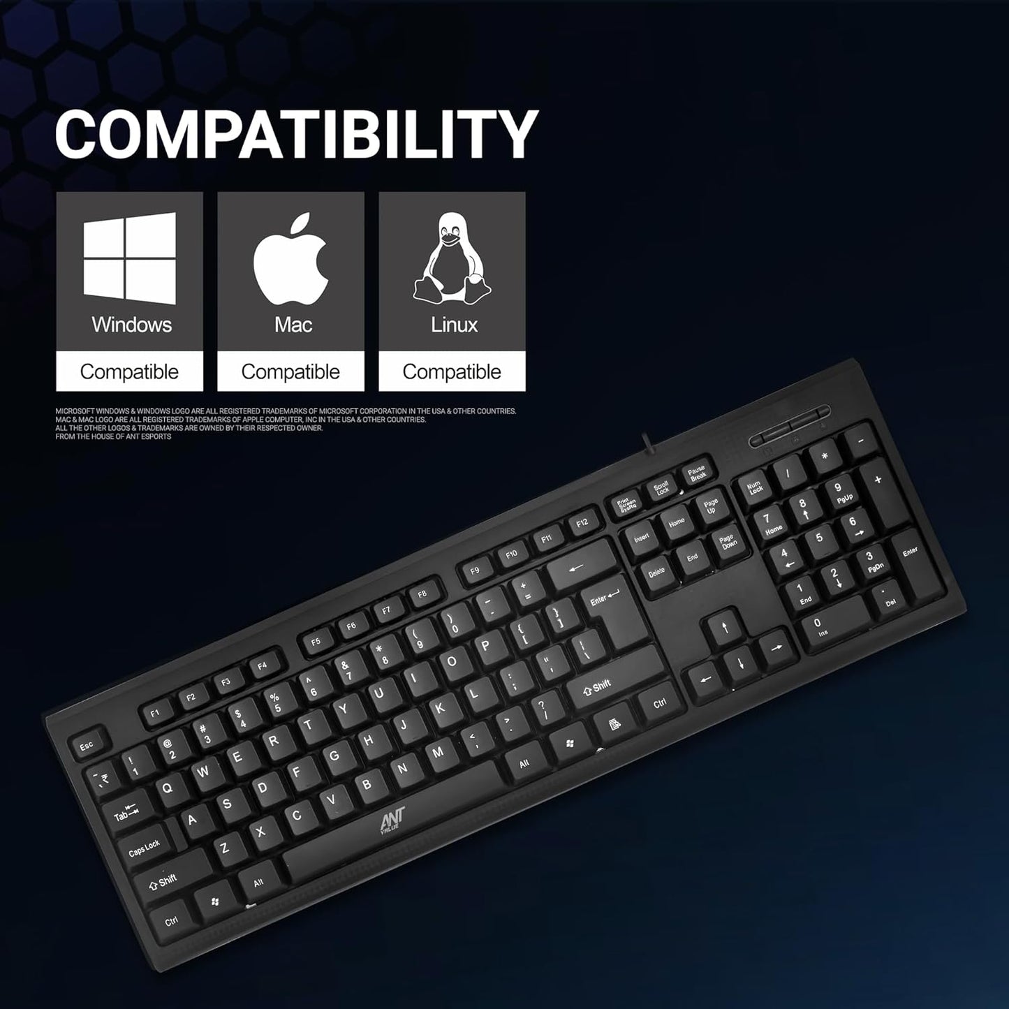 Ant Value Fkbri01 Wired Usb Multi-Device Keyboard (Black) (R-41183733) 1.0 pack