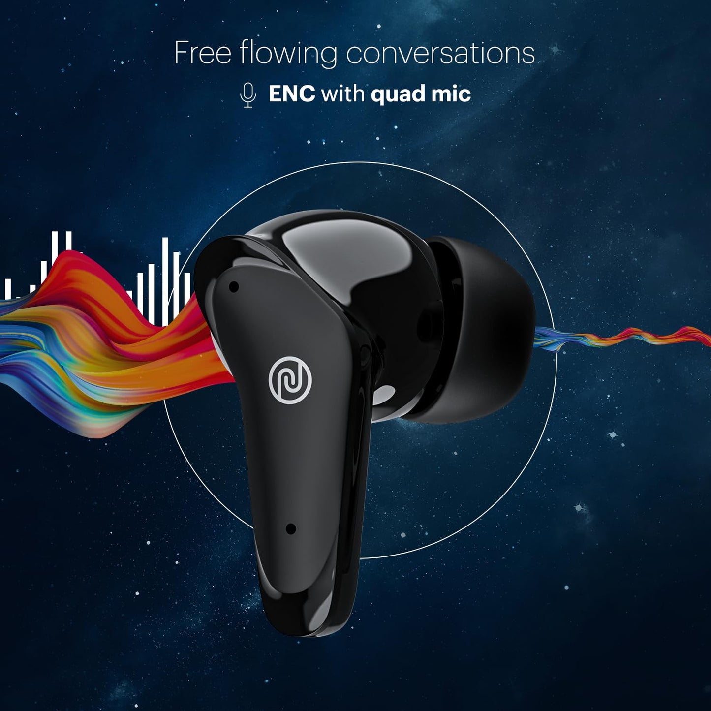 Noise Buds VS102 Plus In-Ear Truly Wireless Earbuds With Mic, 70 Hrs Playtime, ENC, IPX5, Bluetooth v5.3 (Matte Black) 1.0 Piece