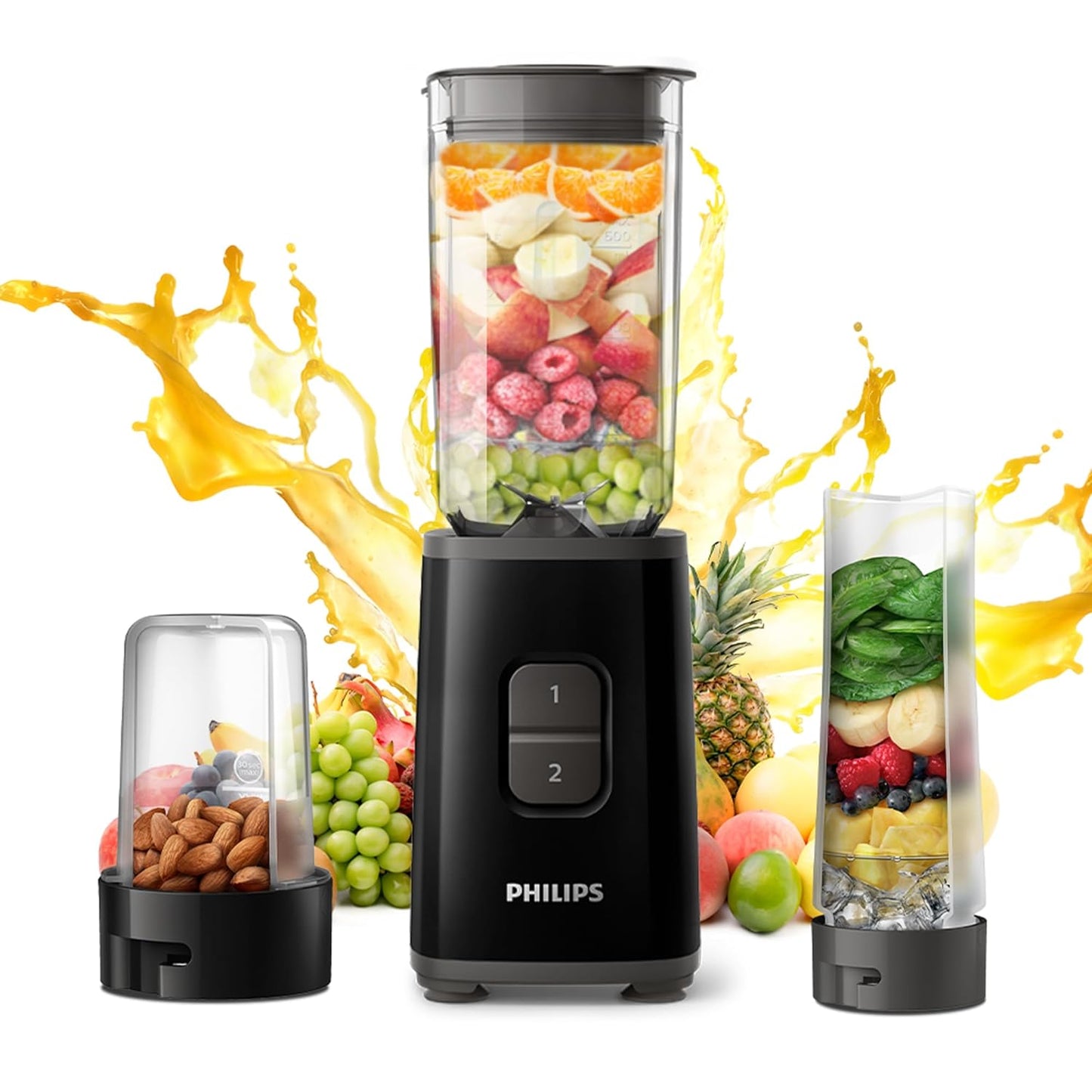 Philips Electric Nutri-Blend, Mixer, Grinder & Blender Smoothie Maker 350W Power 3-Jar Capacity With Variable Speed Control Perfect for Smoothies, Mixing & More (HR2603/90) 1.0 unit
