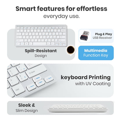 LAPCARE D-lite Plus Keyboard With 2.4 GHz & 10 M BT Range & 87 Keys, 8 Million Key Life, Wireless (White) 1.0 unit