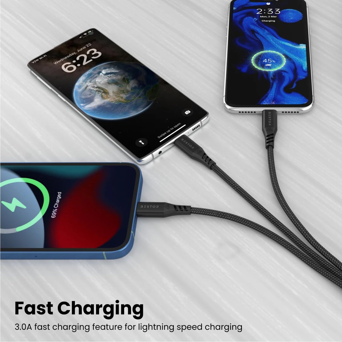 Dubstep Blaze Hexa 30W 6-in-1 USB-A + Type-C To Type-C + Type-L + Micro 1.2m Fast Charging Cable (Black) 1.0 Piece