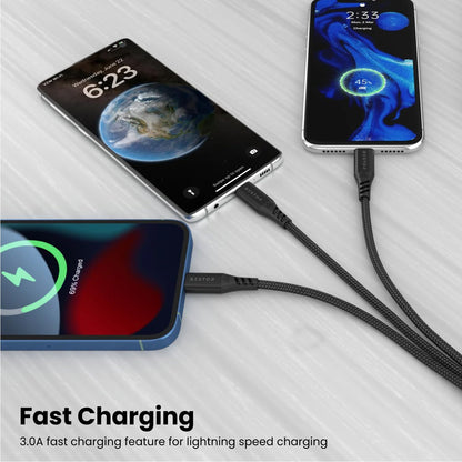 Dubstep Blaze Hexa 30W 6-in-1 USB-A + Type-C To Type-C + Type-L + Micro 1.2m Fast Charging Cable (Black) 1.0 Piece