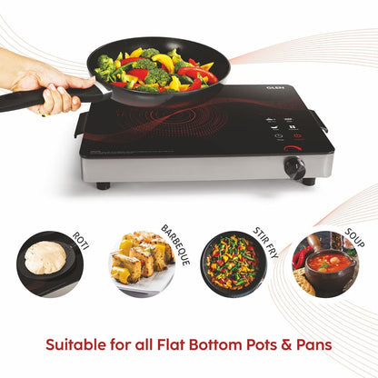 Glen SA3074IR Infrared Stove, 2000W, 3 Preset Cooking Functions (Black) 1.0 unit