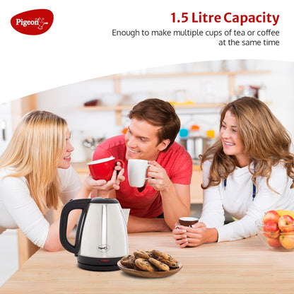 Pigeon Amaze Plus Electric Kettle, 1.5L, Stainless Steel, Auto Shut off (Silver) 1.0 unit