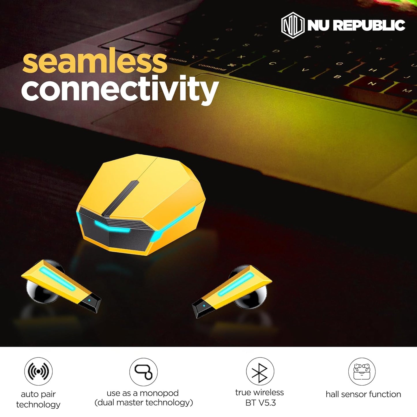 Nu Republic Transform-X In-Ear Truly Wireless Earbuds With Mic, 60 Hours Playtime, ENC, Bluetooth v5.3 (Multicolor) 1.0 unit