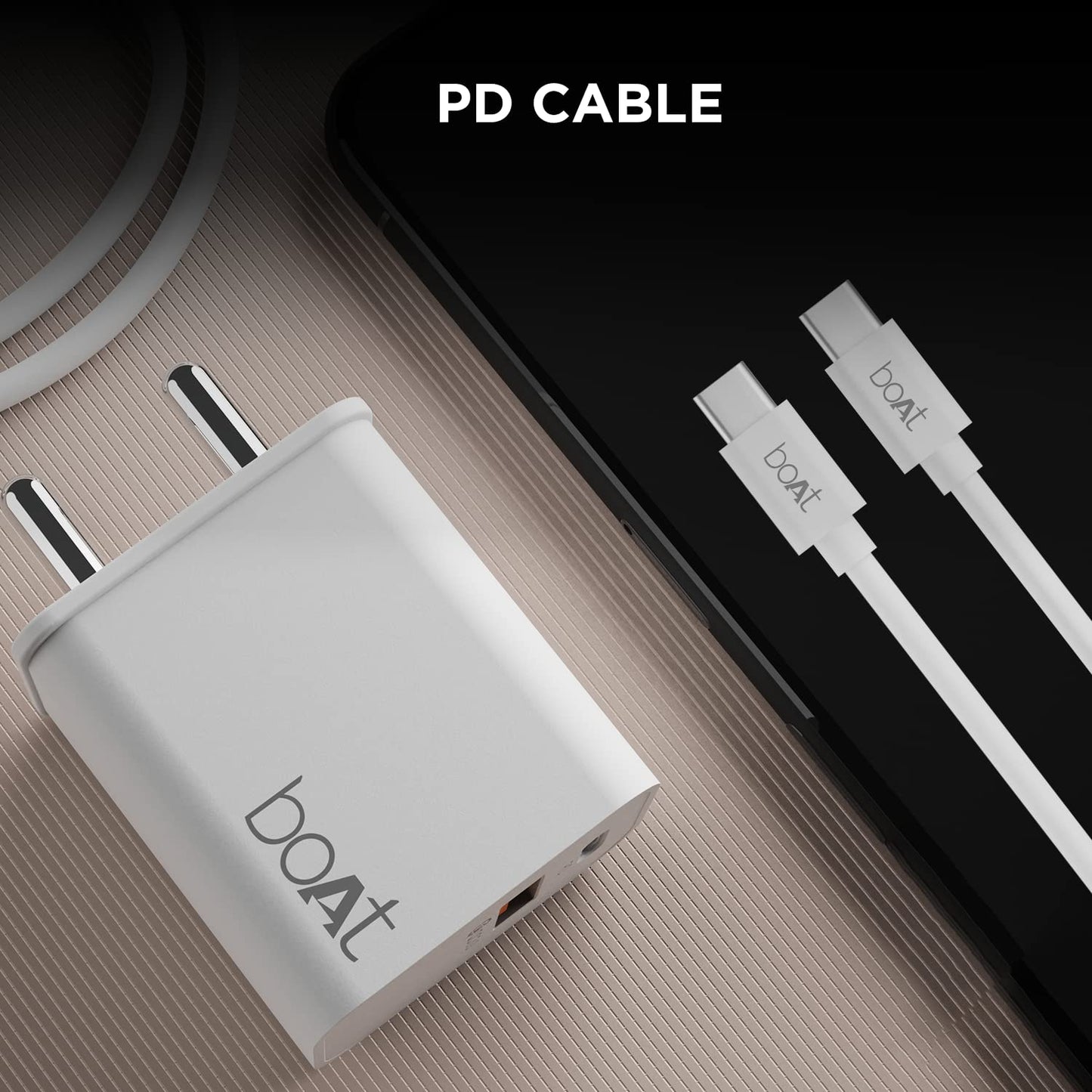 boAt WCDV 22.5W Dual Port Charger with 22.5W Power Delivery Support, 18W Quick Charge 3.0 & Smart IC Protection-White 1.0 unit