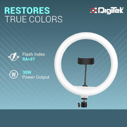 DIGITEK (DRL-14C) 14 Inch LED Ring Light with 5ft Stand & Smartphone Mount - USB Powered, Color Switch Mode, Brightness Control, Dual Temperature - for Photo & Video Shoots 1.0 Piece