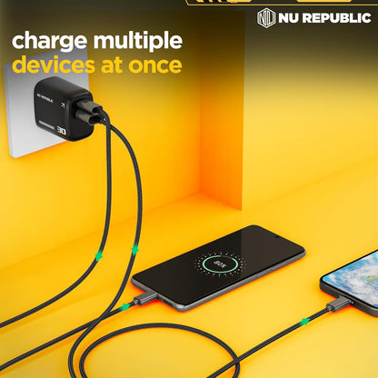 Nu Republic Cybotron 30W GaN Superfast Wall Charger with Type-C To Type-C Cable (Black) 1.0 Piece