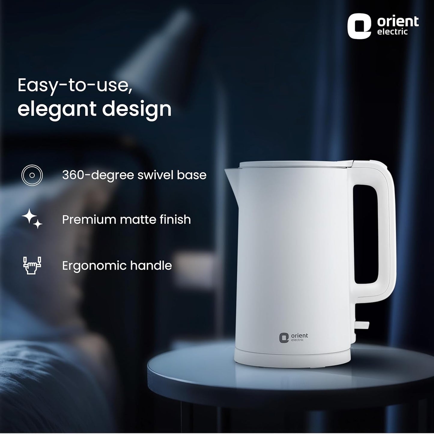 Orient Electric EKDH15BP Durahot Cool Touch Electric Kettle,1.5L, Stainless Steel (Black) 1.0 Piece
