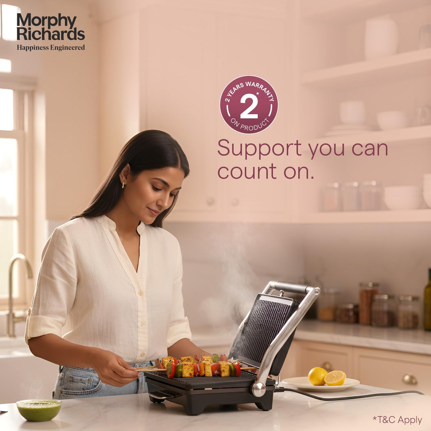Morphy Richards Imperio Grills SM 72 Sandwich Maker, 1500W, Non-Stick Coating (Black and Silver) 1.0 unit