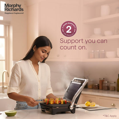 Morphy Richards Imperio Grills SM 72 Sandwich Maker, 1500W, Non-Stick Coating (Black and Silver) 1.0 unit