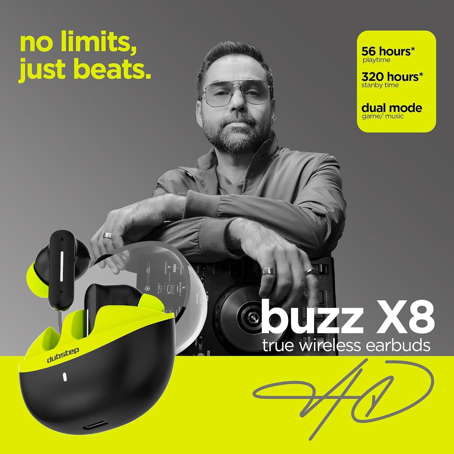 Dubstep Buzz X8 with 56 Hrs Playtime ENC TWS Earbuds (Neon Green) 1.0 box