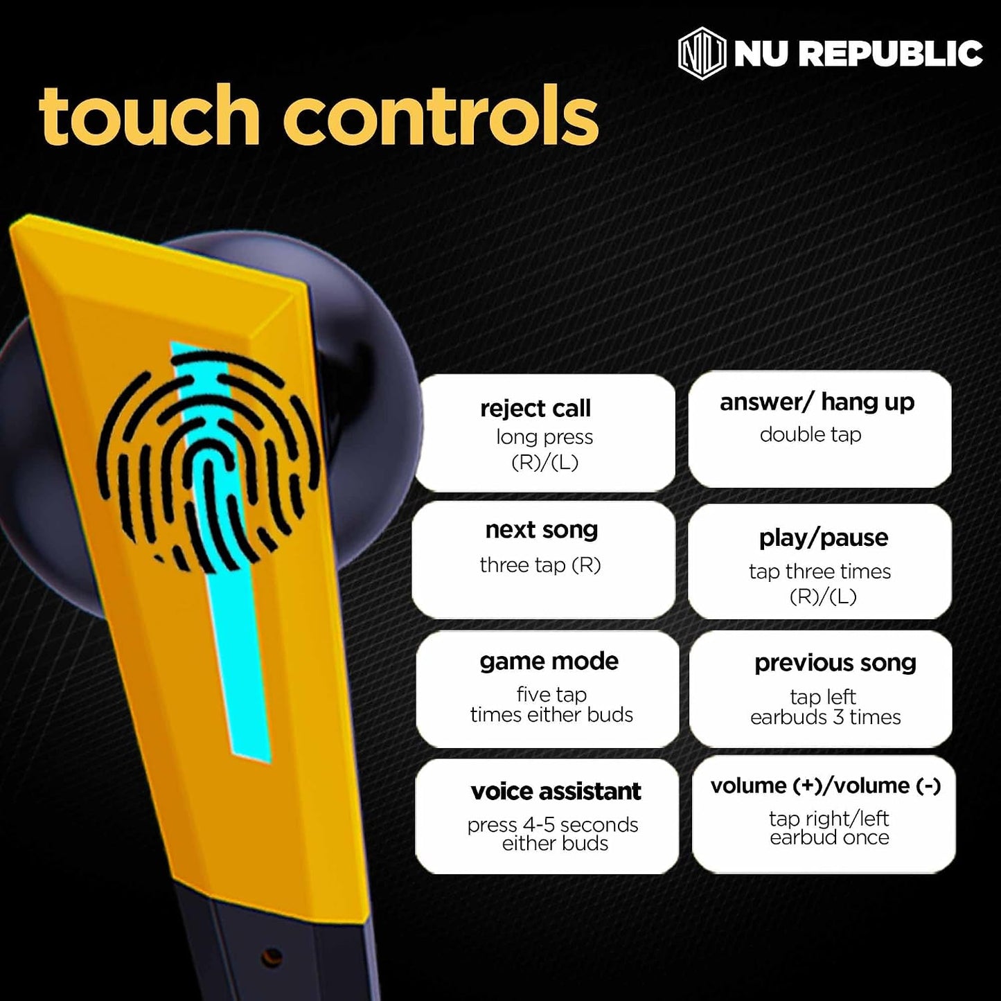 Nu Republic Transform-X In-Ear Truly Wireless Earbuds With Mic, 60 Hours Playtime, ENC, Bluetooth v5.3 (Multicolor) 1.0 unit