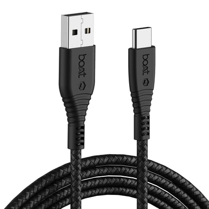 boAt A325 3A Fast Charging 1.5 m USB to Type C Charging Cable, 480 Mbps (Black) 1.0 Piece