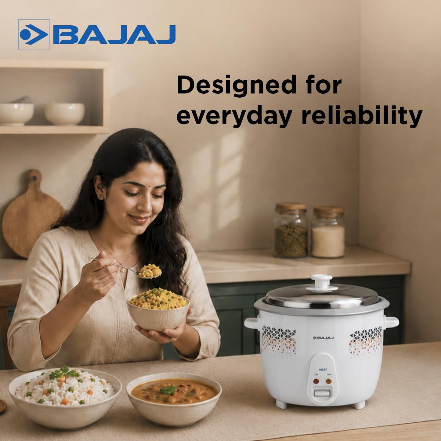 Bajaj 1.8L 700W DLX Rice Cooker Stainless Steel (White) 1.0 unit