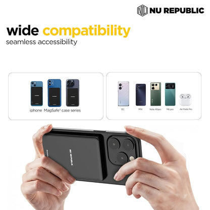 Nu Republic Magsafe Powerpop X1 Wireless Slim Power Bank Compatible with Fast Charging, 5000 mAh (Black) 1.0 Piece