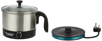 Prestige 1L PMC 1.0 Plus Multi Kettle / Multi Cooker| Glass Lid with Stainless Steel rim|Temperature Control |Power Indictor (Silver, Black) 1.0 Piece