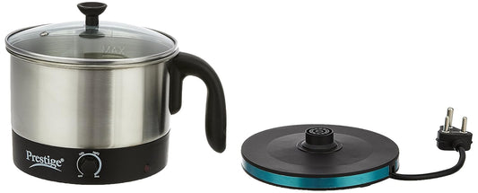 Prestige 1L PMC 1.0 Plus Multi Kettle / Multi Cooker| Glass Lid with Stainless Steel rim|Temperature Control |Power Indictor (Silver, Black) 1.0 Piece