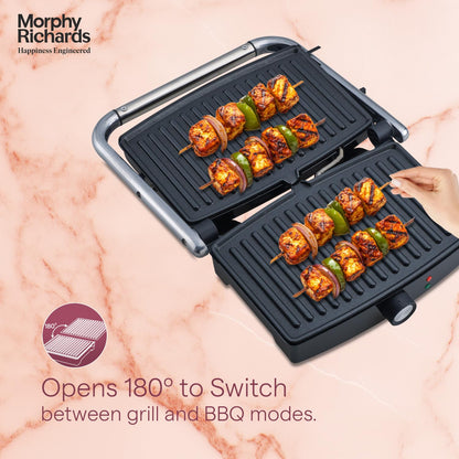 Morphy Richards Imperio Grills SM 72 Sandwich Maker, 1500W, Non-Stick Coating (Black and Silver) 1.0 unit