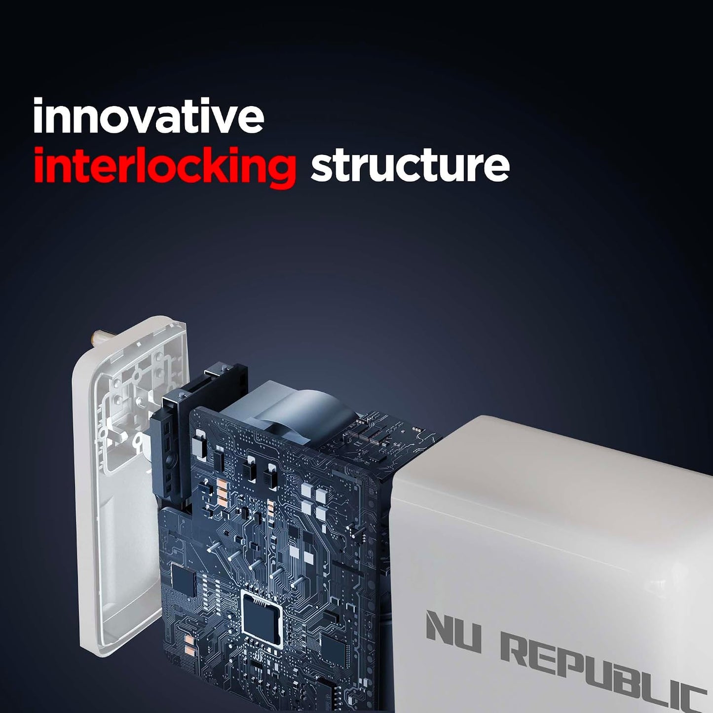 Nu Republic All-in-one 30W Charger With Type C To Type C 6A Cable Included (White-Red) 1.0 unit