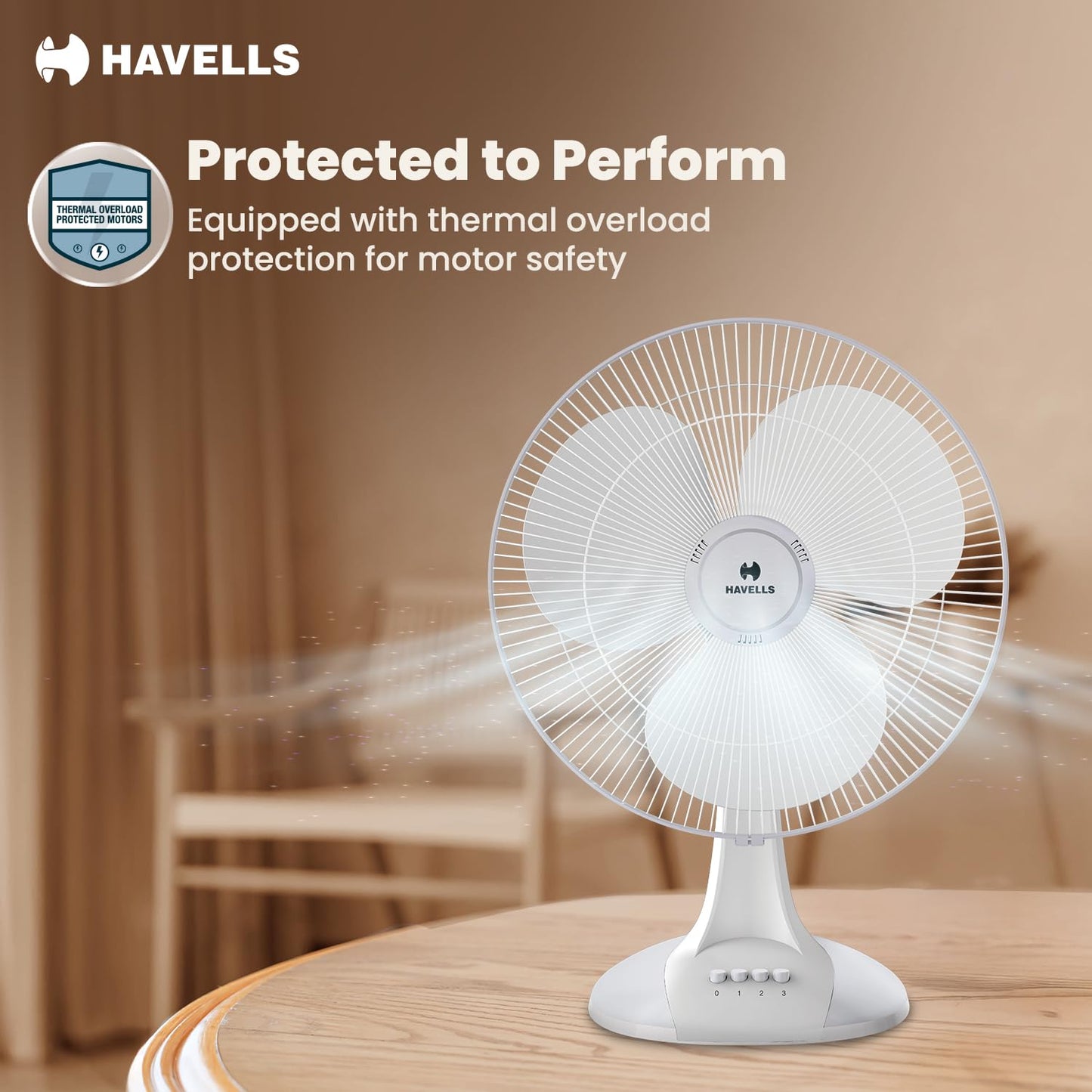 Havells Sameera 400mm High-Speed Table Fan for Powerful Airflow - White 1.0 Piece