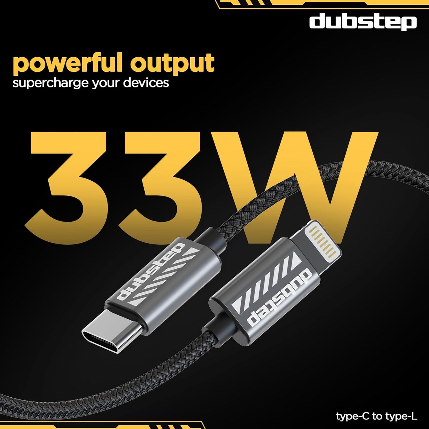 Dubstep Blaze Flash Fast Charging 1.25 m Type C To Lightning Charging Cable, 33 Watts 480 Mbps (Grey) 1.0 unit