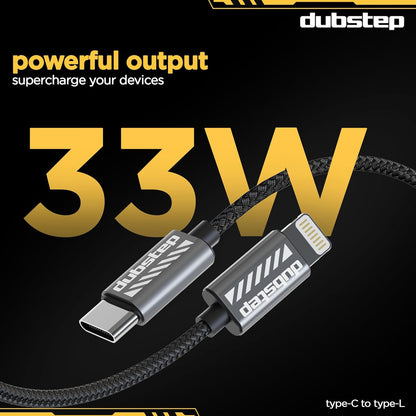 Dubstep Blaze Flash Fast Charging 1.25 m Type C To Lightning Charging Cable, 33 Watts 480 Mbps (Grey) 1.0 unit