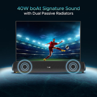boAt Newly Launched Aavante Bar 950 Bluetooth Soundbar w/ 40W Signature Sound, RGB LEDs, Up to 7 hrs Playback, Inbuilt Mic,BT v5.3 (Premium Black) 1.0 Piece