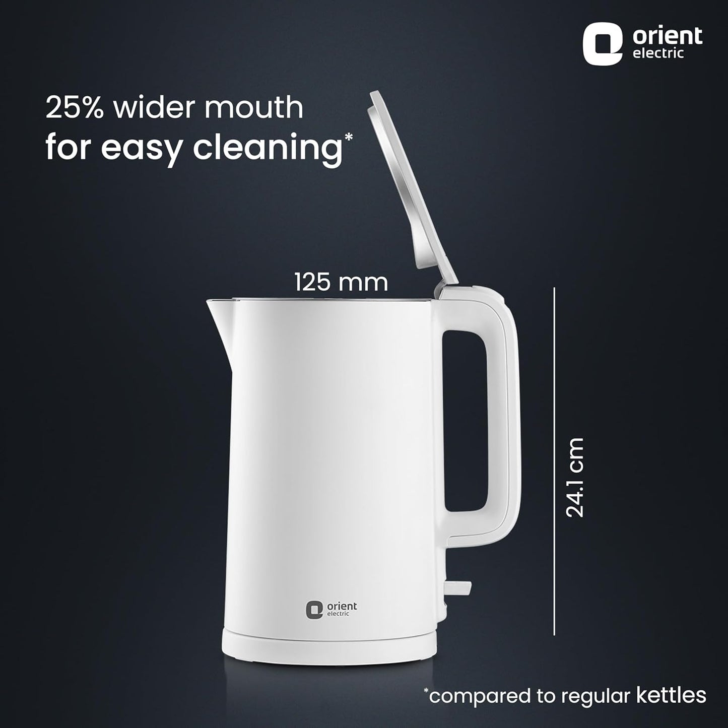 Orient Electric EKDH15BP Durahot Cool Touch Electric Kettle,1.5L, Stainless Steel (Black) 1.0 Piece