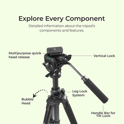 DIGITEK (DPTR 895VD) 195 CM Aluminum Alloy Tripod/Monopod & Multipurpose 3-Way Head 1.0 Piece