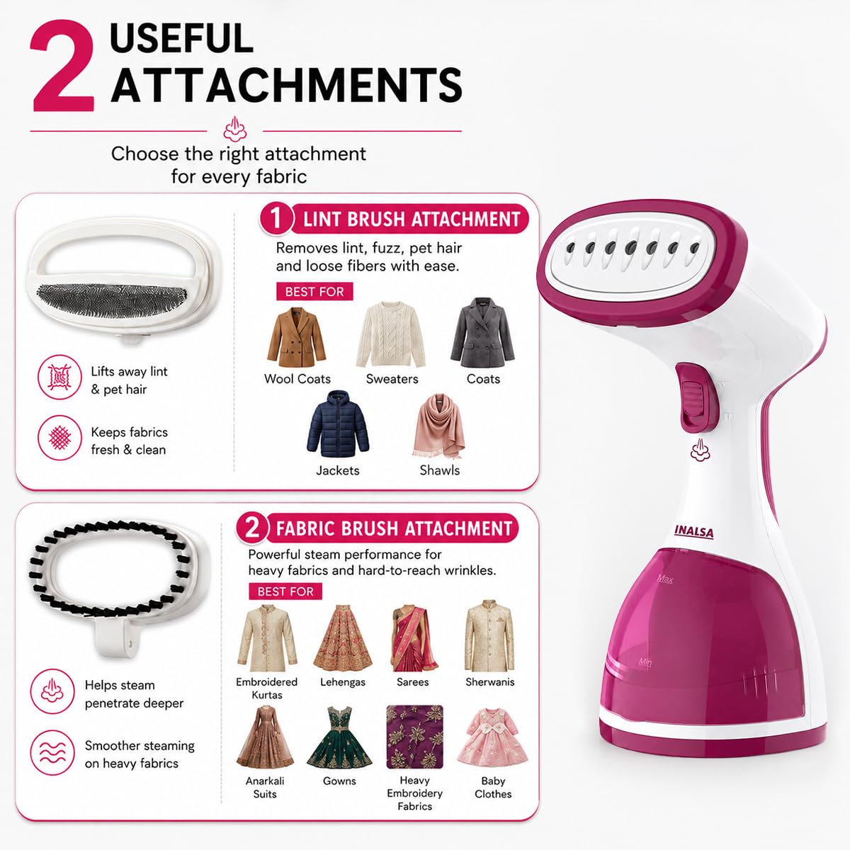 Inalsa Travel Pro Garment Steamer (1500W) Compact with Foldable Handle - Blue 1.0 Piece