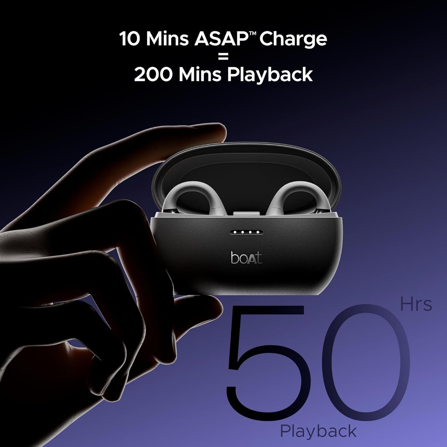 boAt Airdopes Loop OWS Earbuds w/ Clip-On Fit, Air Conduction Tech, 50H Battery, ENx, Dual EQ Modes, 40ms, ASAP Charge (Pearl White) 1.0 pack