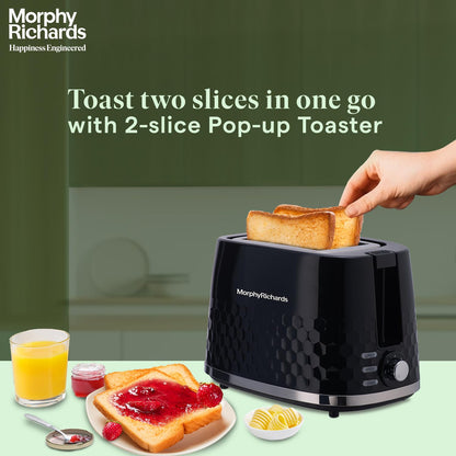 Morphy Richards Hive Series Pop Up Toaster With 2 Slice, Glossy Black, 850 Watts